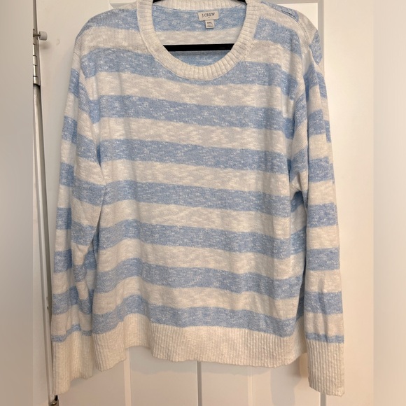 Lightweight Blue and White Striped J Crew Sweater - Picture 1 of 3
